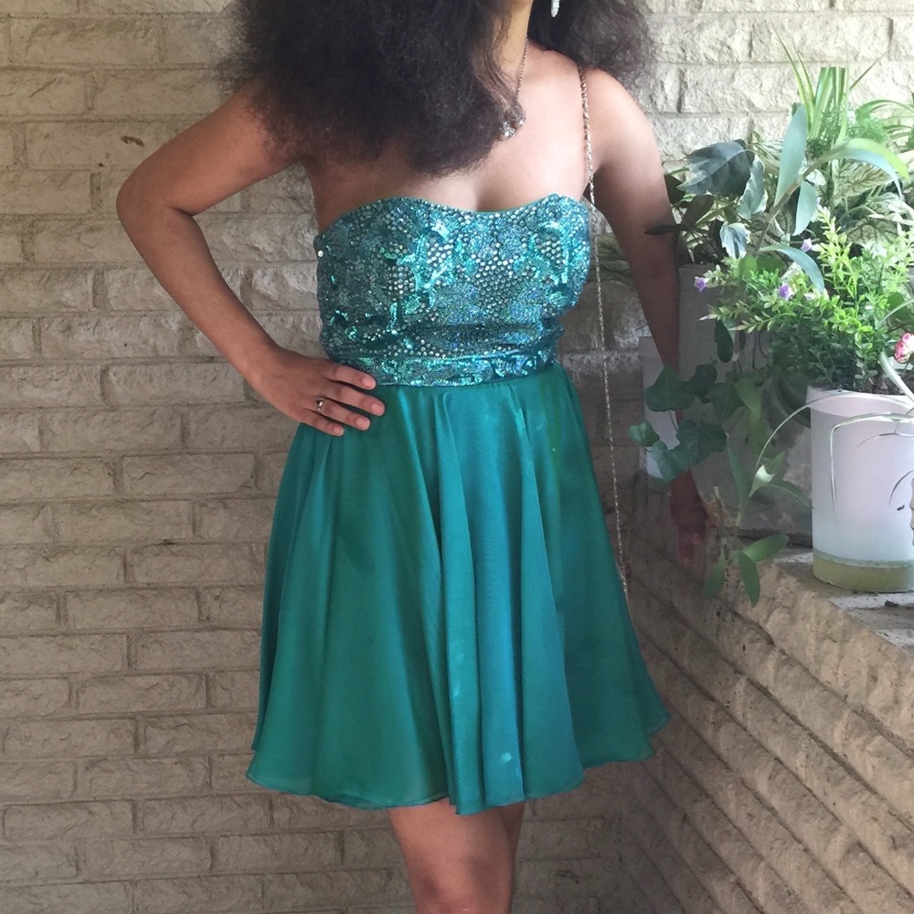 Sherri Hill Turquoise Cocktail Dress Size 8